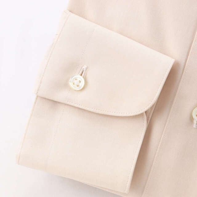 ドレスシャツ ワイシャツ タブカラー ベージュ 無地 長袖 メンズ 綿100