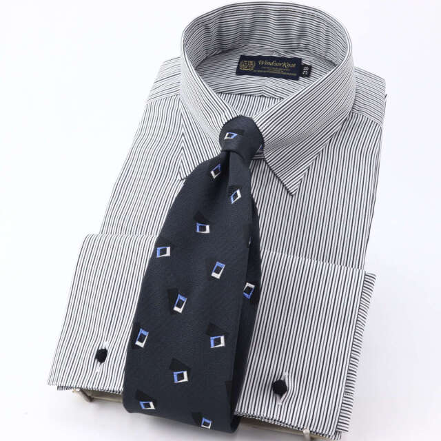 ドレスシャツ ウィンザーノット ワイシャツ タブカラー ダブルカフス