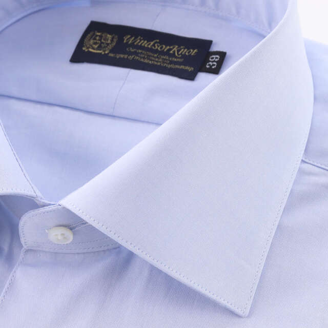 ドレスシャツ ワイシャツ サックスブルー無地 ブロード シーアイランド
