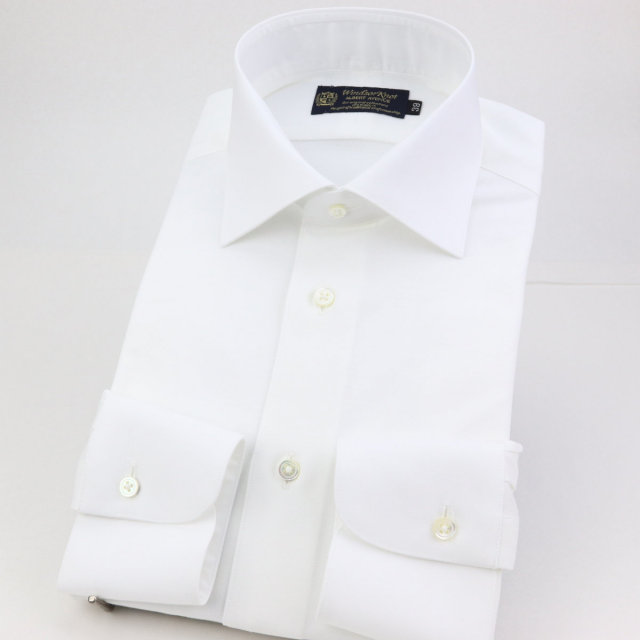 ウィンザーノット ニット×布帛 ハイブリッド ニットシャツ クレリック 白無地 日本製 ストレッチ 機能素材 ドレスシャツ 