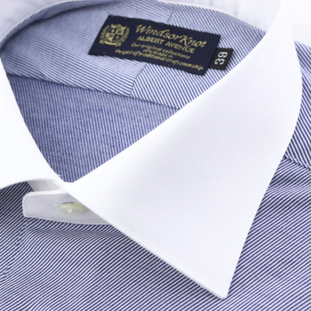 ウィンザーノット ニット素材 クレリック ネイビー 無地 ストレッチ 機能素材 日本製 ドレスシャツ
