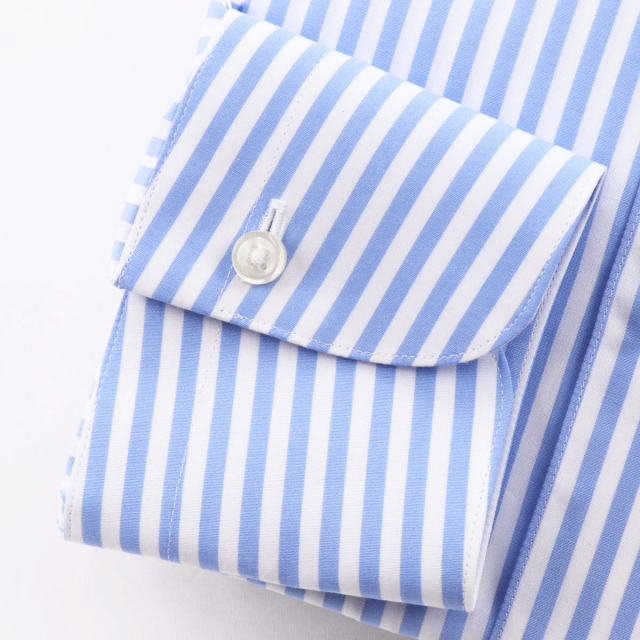 長袖ドレスシャツ ホワイト カラフルストライプ ワイシャツ／長袖／ワイドカラー／ストライプ／ドレスシャツ