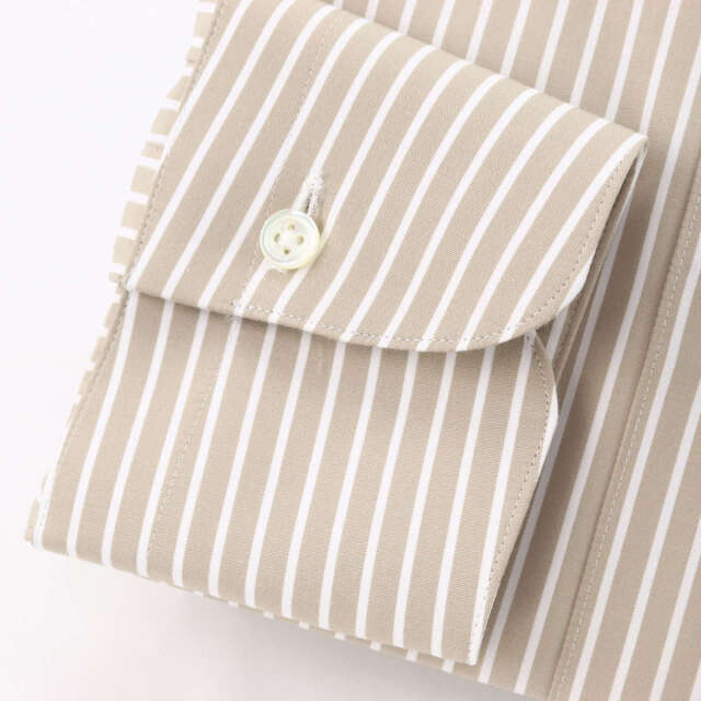 パラスパレス 麻100% ベージュ長袖シャツ 80／1×40／－C／L山百合柄JQ ドルマン袖シャツ