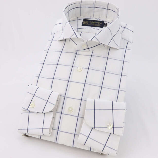 美品】フィナモレ ホリゾンタルカラー ドレスシャツ 白 M メンズ