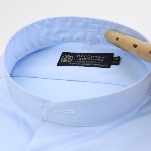 ウィンザーノット デタッチドカラー用 ボディ サックスブルー ブロード 100双 綿100% 日本製 ドレスシャツ スリム 