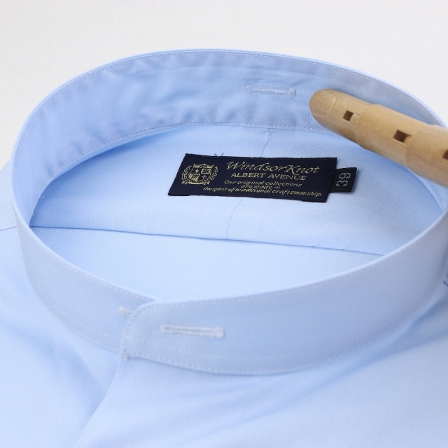 ウィンザーノット ドレスシャツ 付け替え襟とボディのセット サックス ブロード 100双 綿100% 日本製 スリム