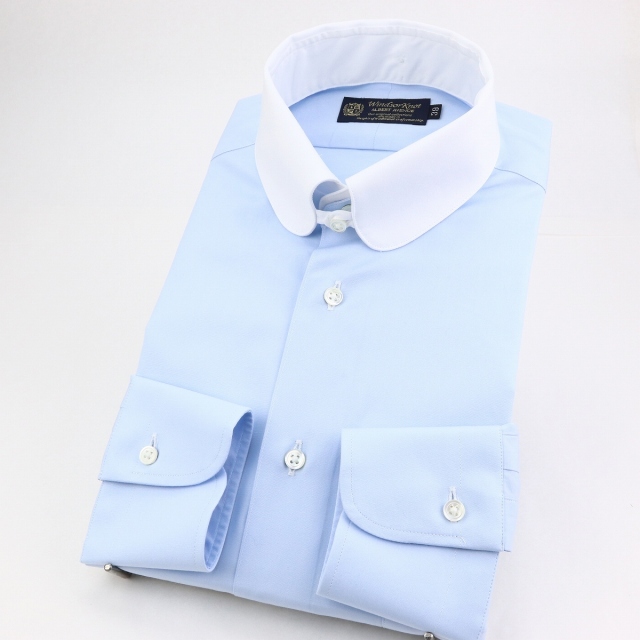 ウィンザーノット ドレスシャツ 付け替え襟とボディのセット サックスブルー ブロード 100双 綿100% 日本製 スリム