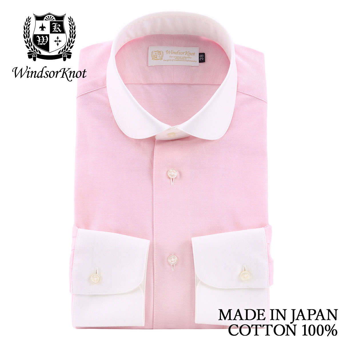 ラウンドカラー クレリック オックス ピンク ドレスシャツ 日本製 綿100% 長袖