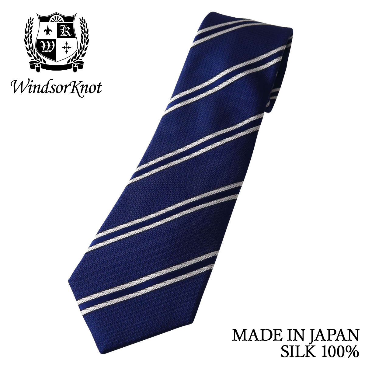 アウトレット レールストライプ ネクタイ ネイビー シルク100% 日本製 レジメンタルタイ