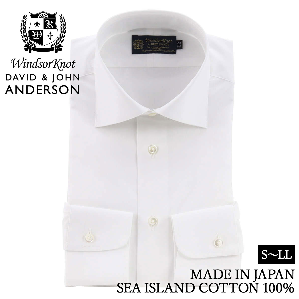 ドレスシャツ メンズ ワイドカラー 白無地 ブロード シーアイランドコットン 綿100% 日本製