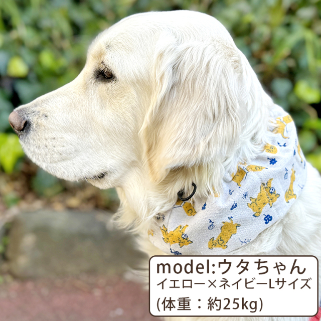 盲導犬チャリティーひんやりスヌード イエロー×ネイビー