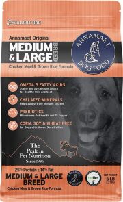 NEWアナメイト ミディアム＆ラージブリード25％ 11.3Kg(25Lb) Annamaet Mediam&LargeBreed（トウモロコシ小麦不使用/チキン玄米キビ）
