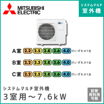 MXZ-6017AS 三菱電機 マルチ用室外機 【3室用 計7.6kWまで】
