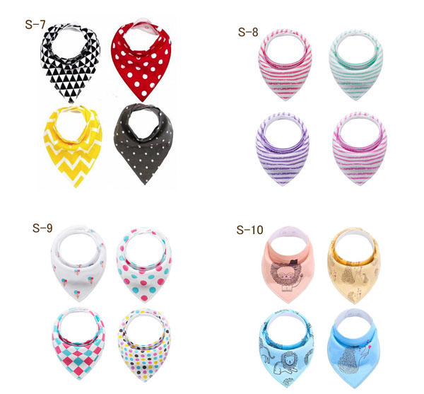 防水仕様 バンダナ スタイ 4枚セット 三角 ビブ スナップボタン ベビー