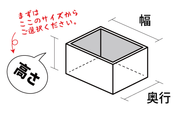 アクリルボックスサイズ案内（高さ）