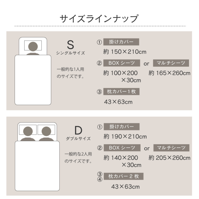 コットンサテン 超長綿サテン カバー4点セット ダブル 掛けカバー ベッドシーツ 枕カバー2枚 43*63cm おすすめ 新生活