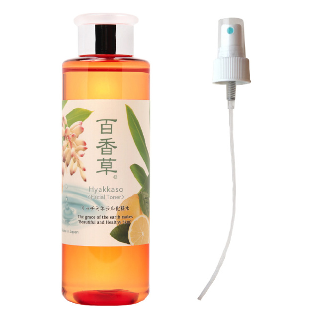 百香草リッチミネラル化粧水200ml＋スプレーノズル　天然温泉水100％保湿　ゲットウハエキス 天然ヒアルロン酸 天然成分