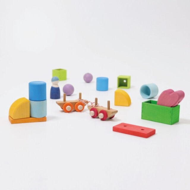 ドイツGRIMM'Sグリムス社 トレインセット 3歳から 木製メイプル