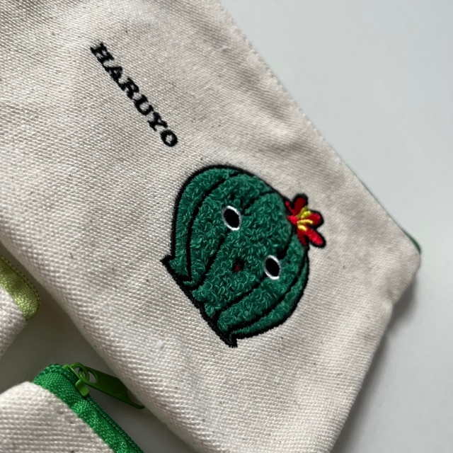春日井サボテンサガラ刺繍ポーチ 春代 / 日丸 / 井之介 3種 【メール便