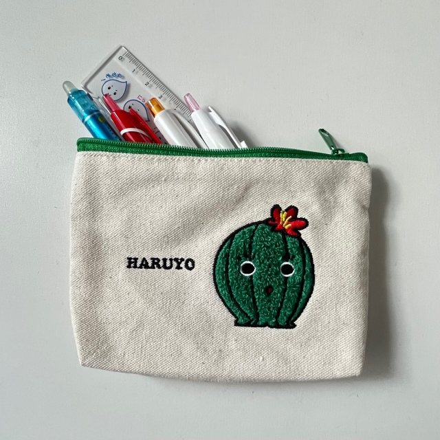 春日井サボテンサガラ刺繍ポーチ 春代 / 日丸 / 井之介 3種 【メール便