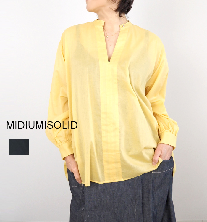 MIDIUMISOLID ミディウミソリッド シャツ スタンドカラースキッパー レディース