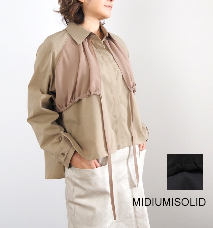 MIDIUMISOLID ミディウミソリッド シャツ トレンチ風長袖シャツ レディース