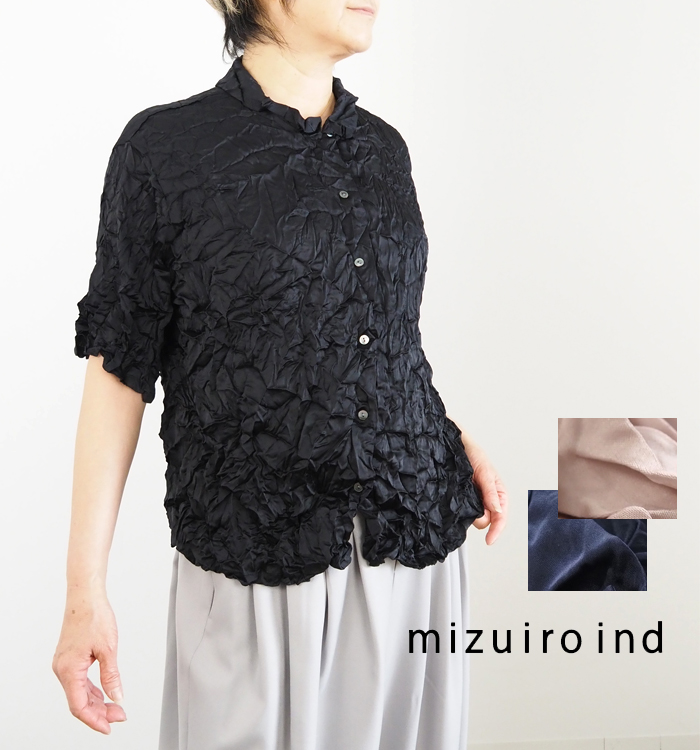 mizuiro ind ミズイロインド ワッシャーハーフスリーブシャツ