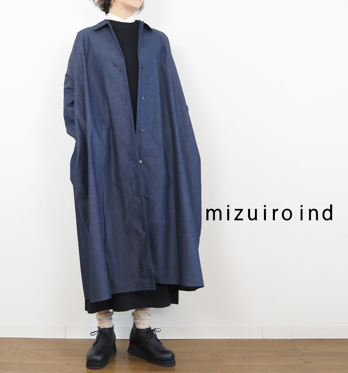 mizuiro ind ミズイロインド デニムワイドシャツワンピース