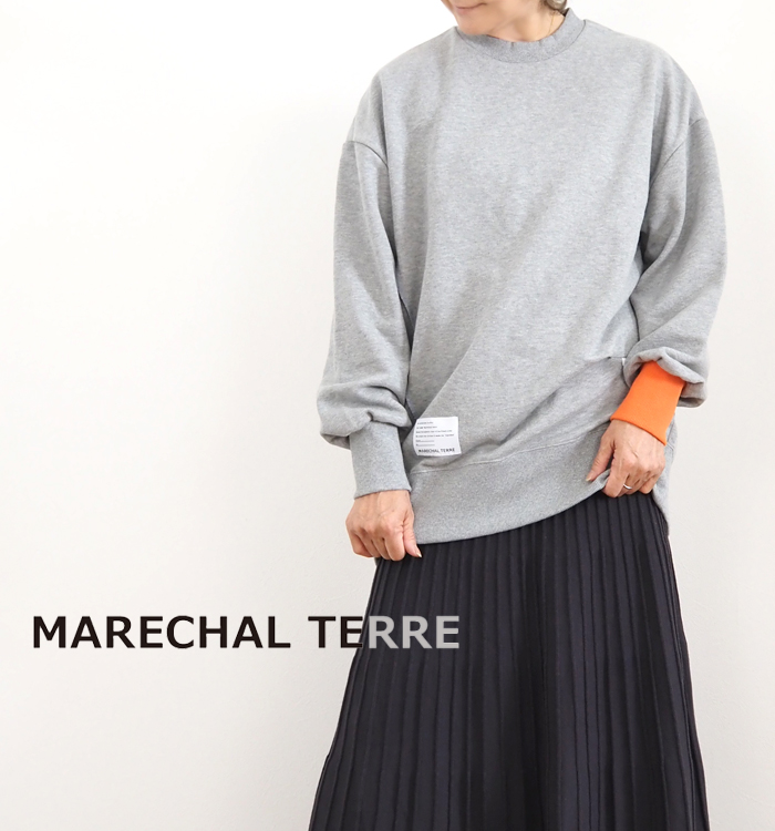 MARECHAL TERRE マルシャルテル 裏毛プルオーバー アシンメトリー配色袖 