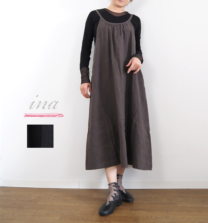 ina イナ フレンチリネン キャミソールワンピース