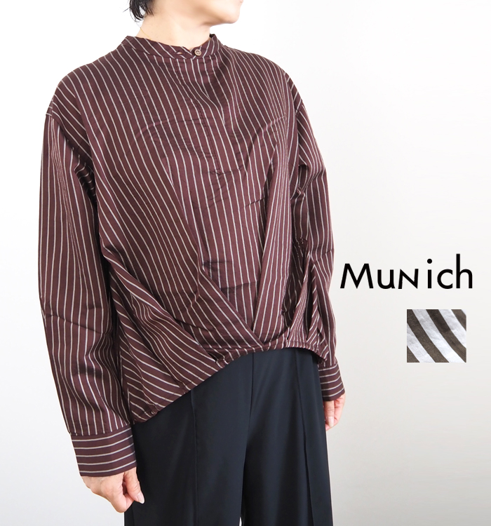 Munich ミューニック ストライププルオーバータックシャツ