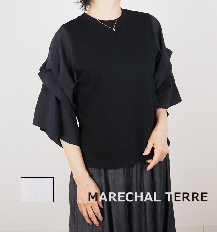 MARECHAL TERRE マルシャルテル タックフレアースリーブプルオーバーカットソー