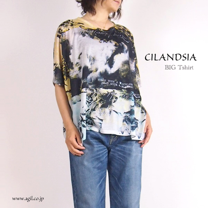 CILANDSIA チランドシア 総柄プリント ビッグTシャツ 半袖 0033 レディース メンズ