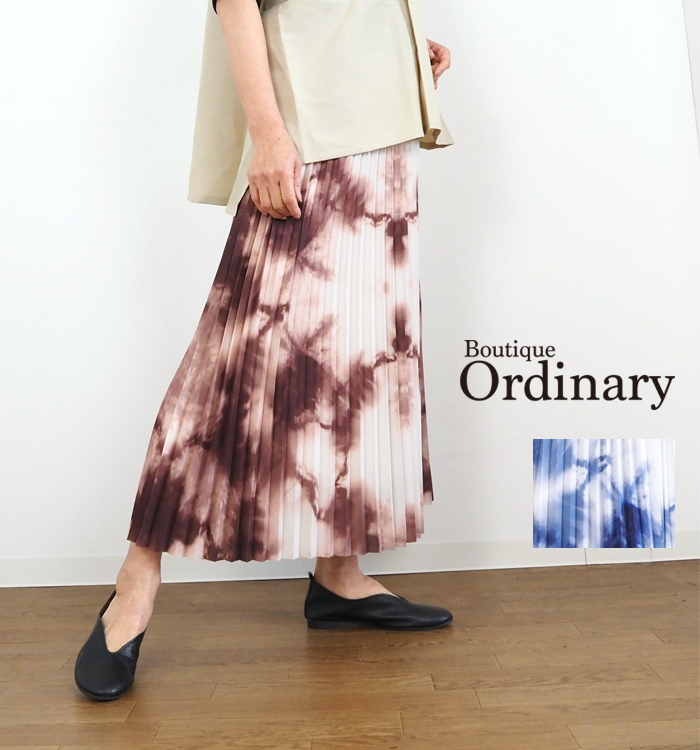 Boutique Ordinary ブティックオーディナリー プリーツスカート タイダイプリント