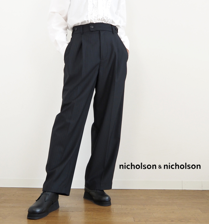 nicholson and nicholson ニコルソンアンドニコルソン ツータックストレートパンツ