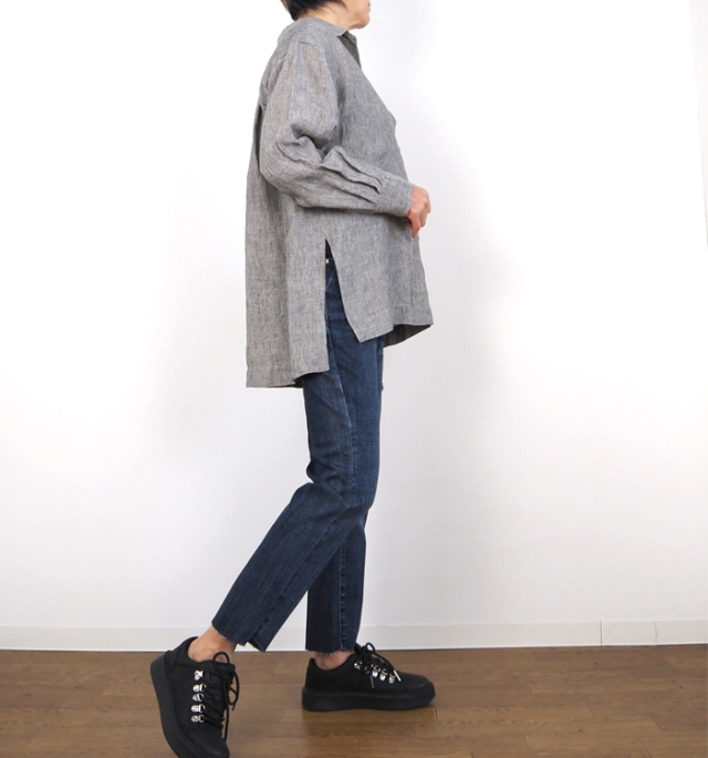 Squady スカディ リネンスキッパーシャツ 長袖 チュニック丈 日本製