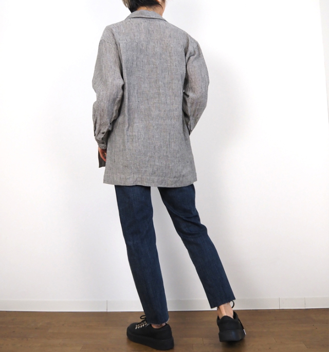 Squady スカディ リネンスキッパーシャツ 長袖 チュニック丈 日本製 レディース