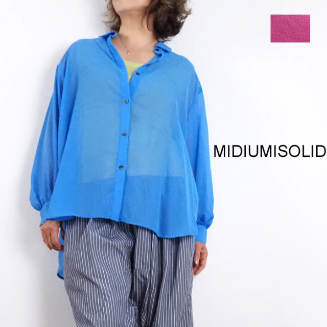 MIDIUMISOLID ミディウミソリッド シフォンバッグギャザーワイドシャツ レディース