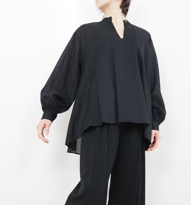 MIDIUMISOLID ミディウミソリッド シャツ スタンドカラースキッパー レディース