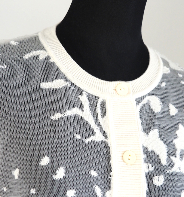 mizuiro ind ミズイロインド メッシュ刺繍 クルーネックカーディガン