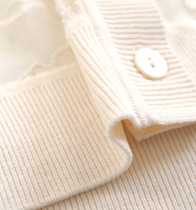 mizuiro ind ミズイロインド メッシュ刺繍 クルーネックカーディガン 1