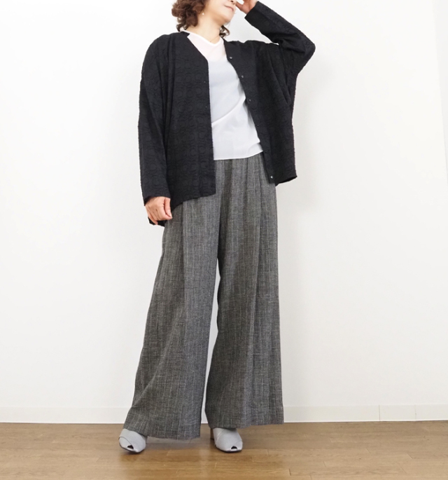 mizuiro ind ミズイロインド Vネックシャツ カットジャガード レディース