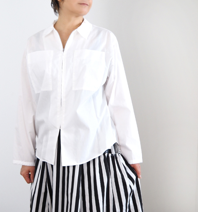 mizuiro ind ミズイロインド ジップシャツ 長袖 レディース