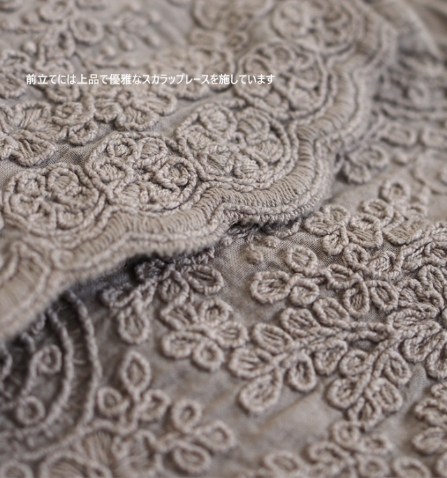 mizuiro ind ミズイロインド シャツ ワイド レーススタンドカラー レディース