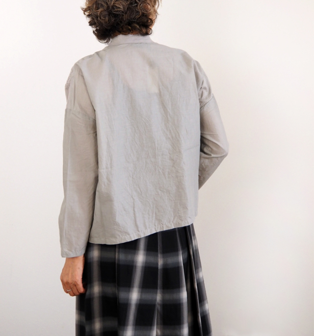 mizuiro ind ミズイロインド シャツ ワイド レーススタンドカラー レディース