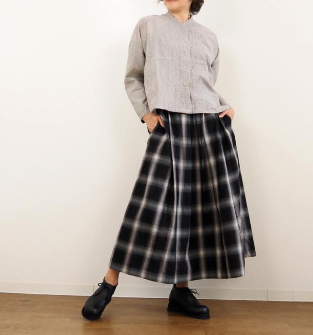 mizuiro ind ミズイロインド シャツ ワイド レーススタンドカラー レディース