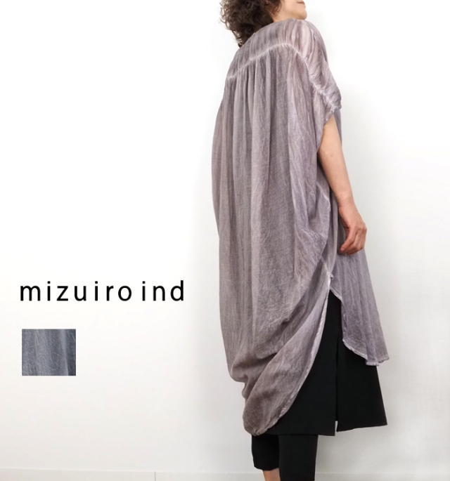 mizuiro ind ミズイロインド ピグメントダイ バッグギャザーワンピース レディース