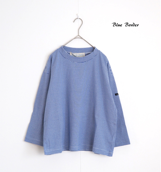 MidiUmi ミディウミ モックネックボーダーワイドTシャツ