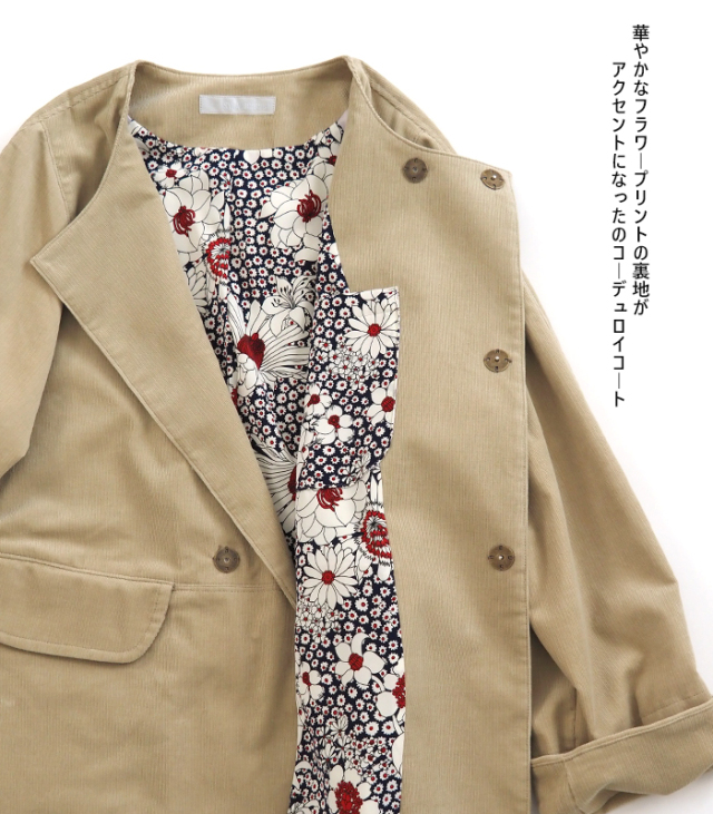 SYNANOGUES 53 シナノーグ コート コーデュロイ ノーカラー レディース