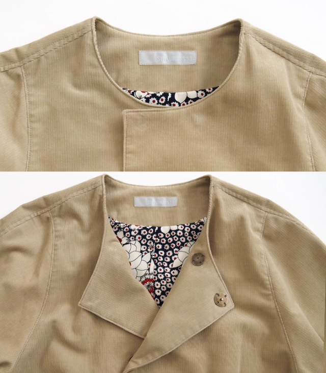 SYNANOGUES 53 シナノーグ コート コーデュロイ ノーカラー レディース